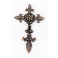 7003COP-AMB AMBER CRYSTAL / COPPER WALL CROSS / W FDL DESIGN